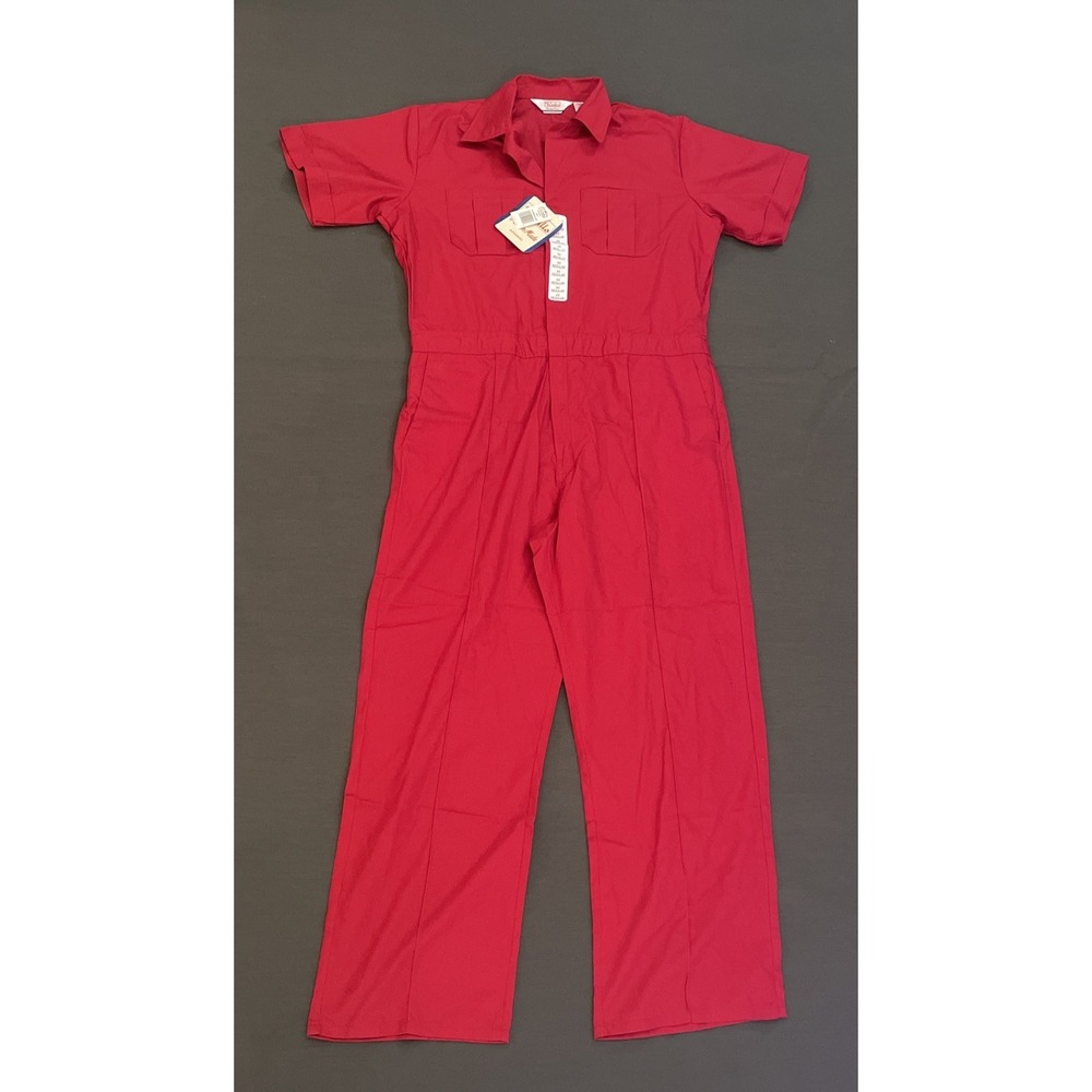 Walls Coveralls 44 Regular Master Made Red Mechanic Work Wear Short Sleeve NEW